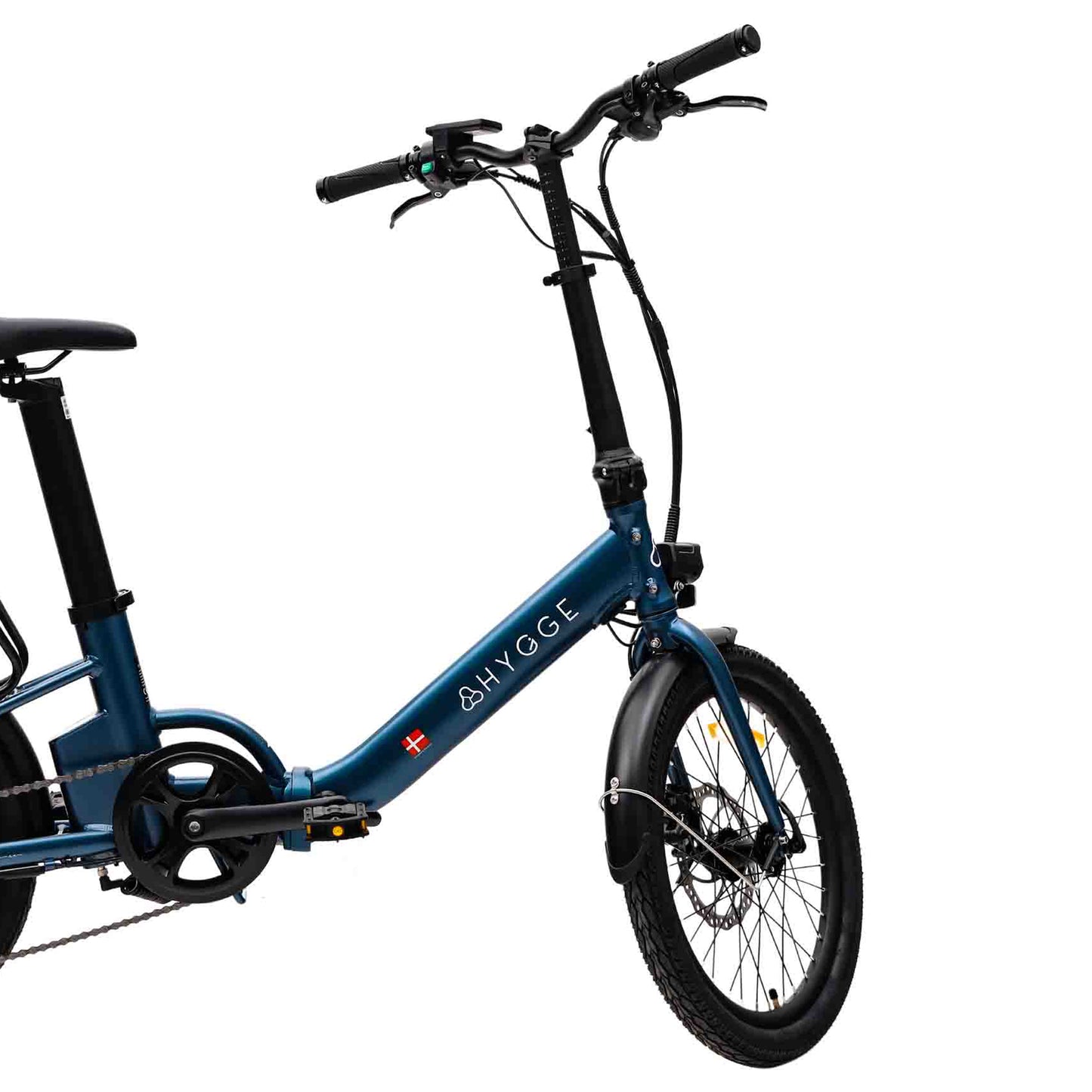 Hygge Virum Step Electric Bike Navy Blue Front Tyre View