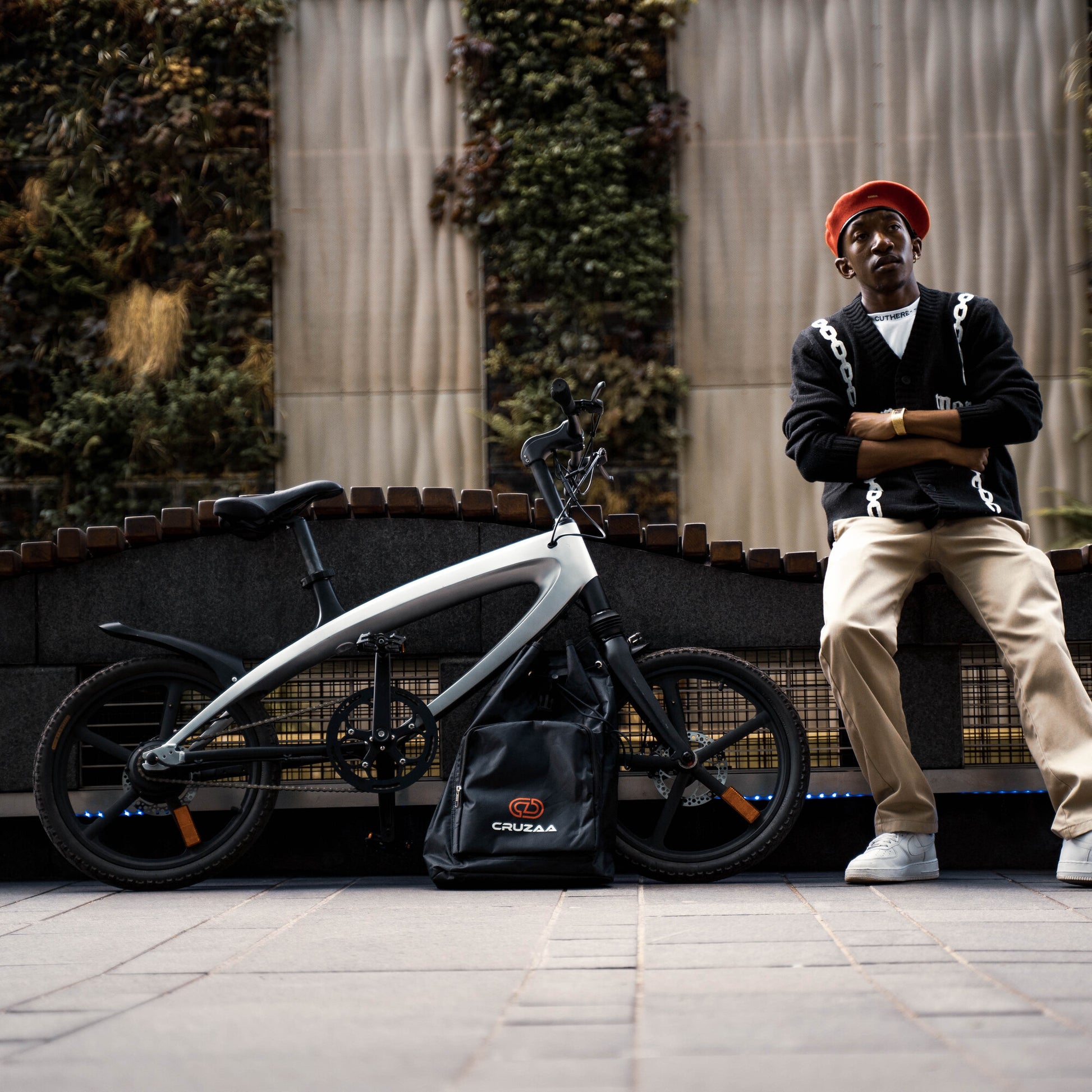 Cruzaa Carbon Black Electric Bike Pose