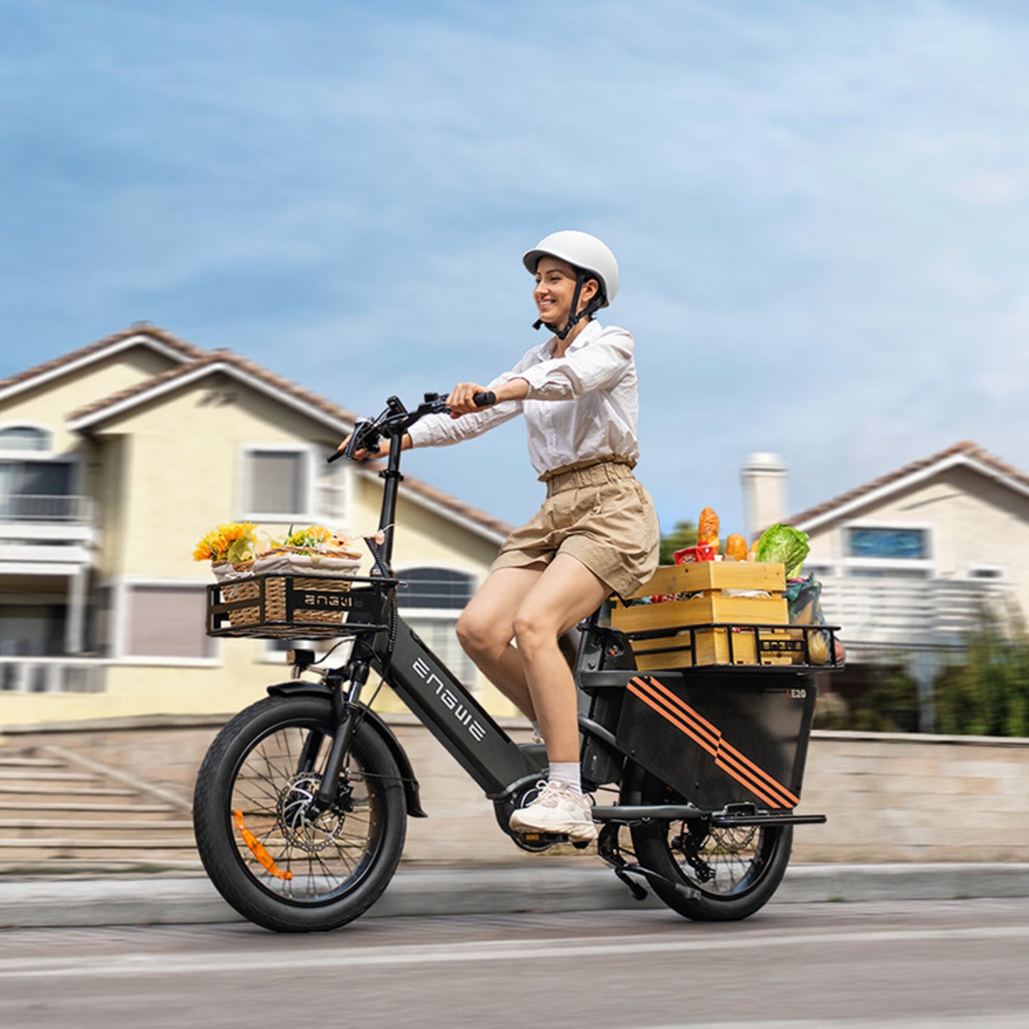 ENGWE LE20 Electric Bike 250W Mid-drive Torque Sensor Step-Thru Cargo Ebike