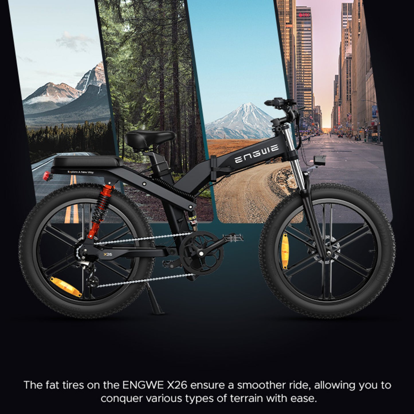 ENGWE X26 Electric Bike 1000W 150KM Triple Suspension Foldable Electric Bike