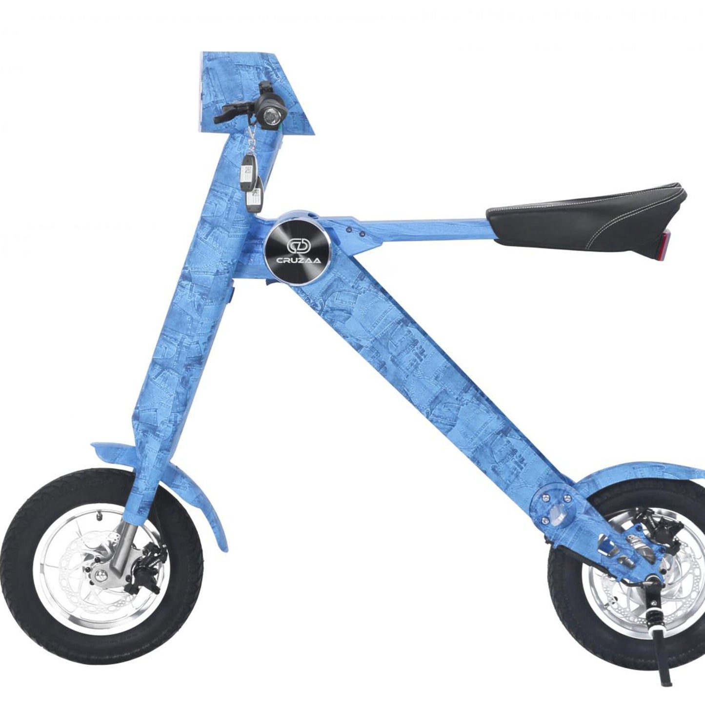 Cruzaa Limited Edition Denim Blue Electric Scooter with Built-in Speakers & Bluetooth