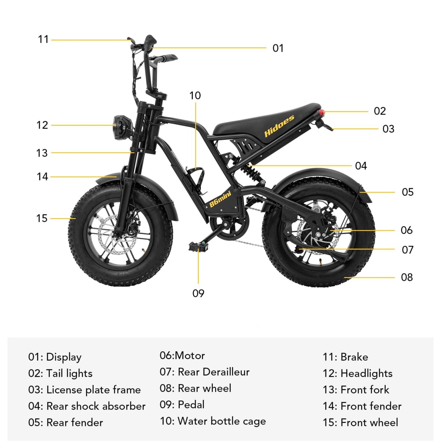 Hidoes B6 Mini Electric Bike With 48v 10ah Battery & 16" Fat Tire For Teens