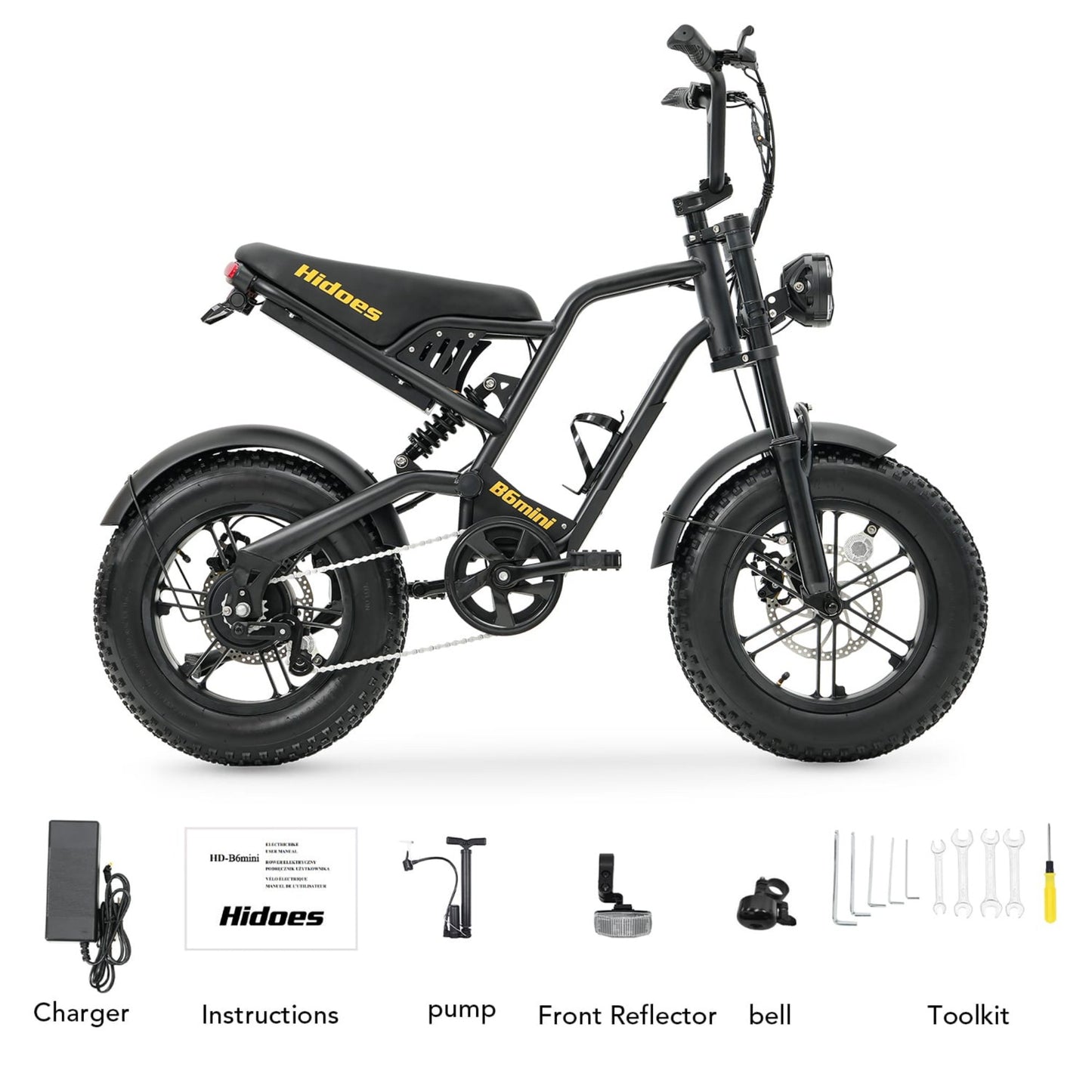 Hidoes B6 Mini Electric Bike With 48v 10ah Battery & 16" Fat Tire For Teens