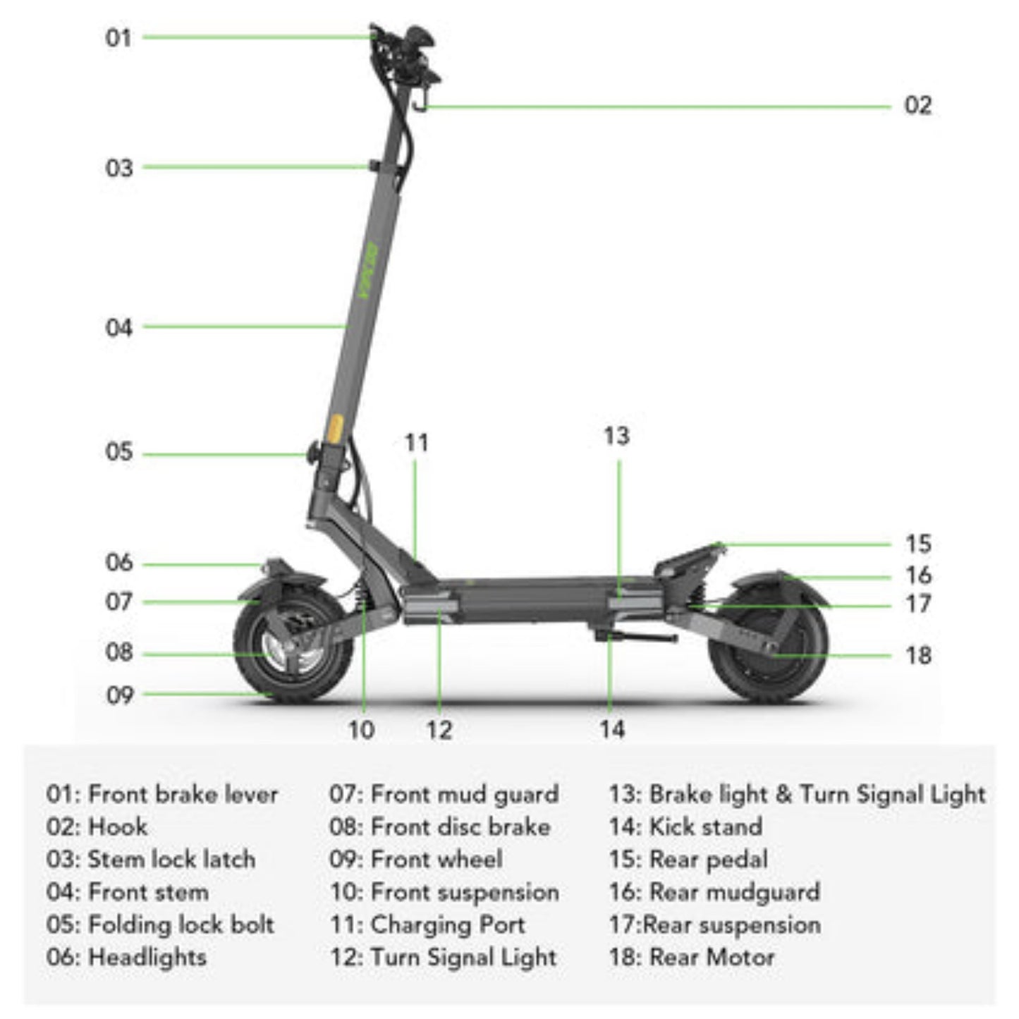 Vipcoo VS6 Electric Scooter 1000W 48v 18.2ah Battery For Adults