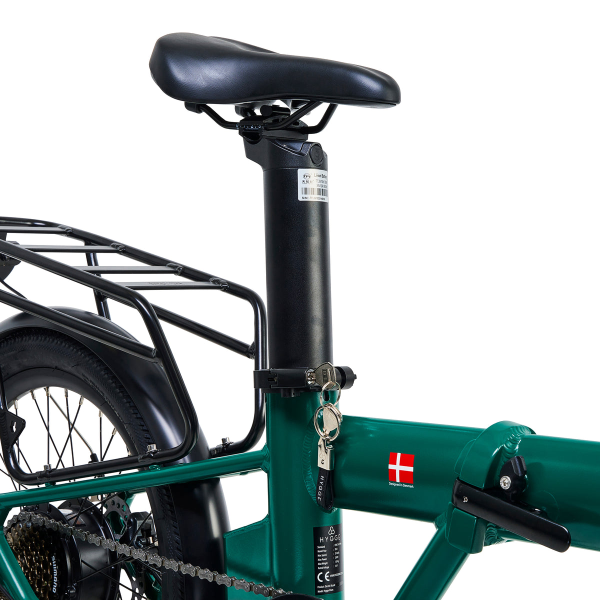 Hygge Virum Electric Bike British Racing Green Seat View