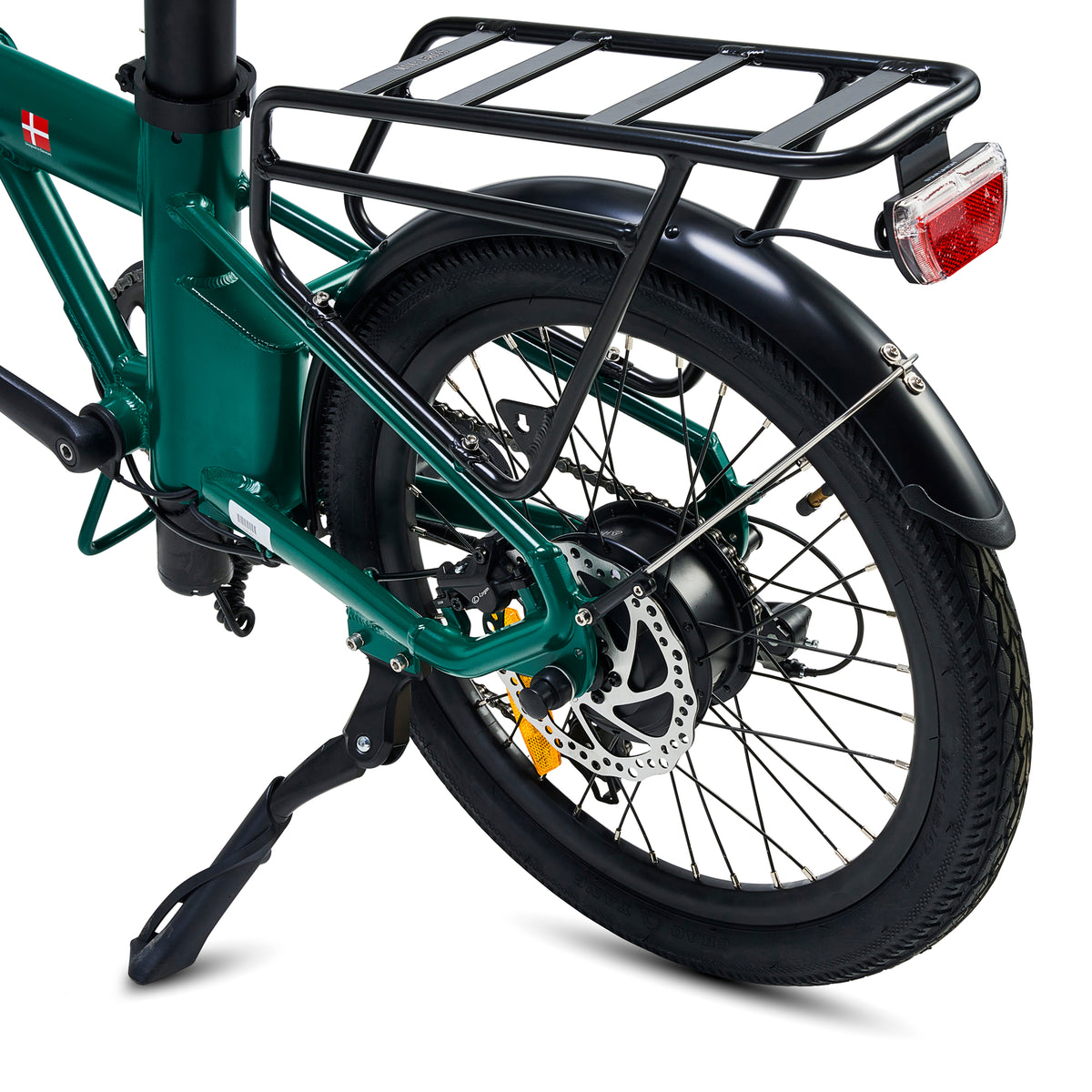 Hygge Virum Electric Bike British Racing Green Stand