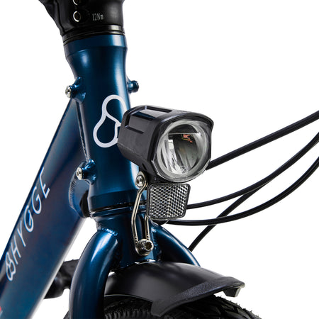 Hygge Virum Step Electric Bike Navy Blue Front Light