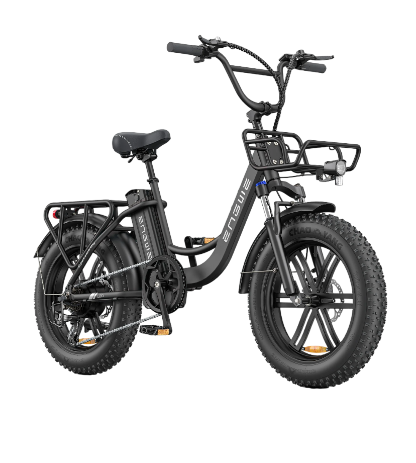 engwe l20 boost electric bike black front view