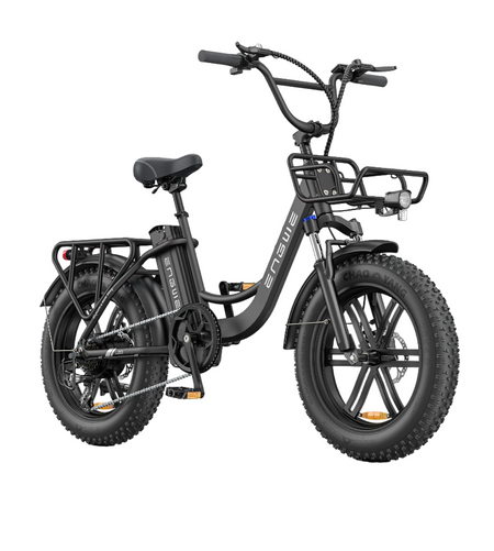 engwe l20 boost electric bike black front view
