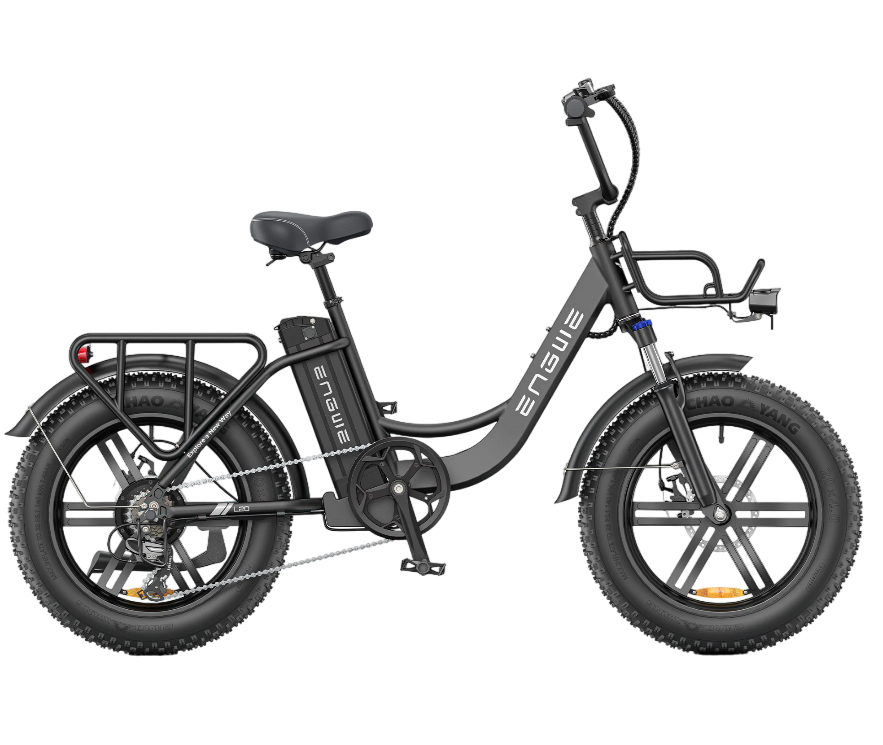 engwe l20 boost electric bike black side view
