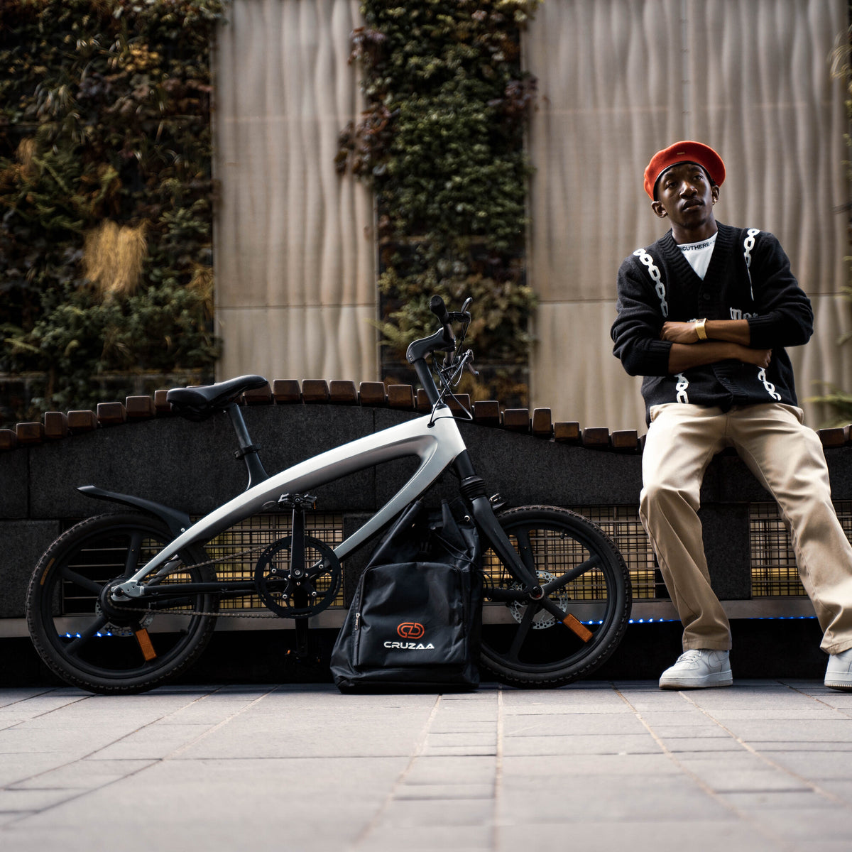 Cruzaa Carbon Black Electric Bike Pose