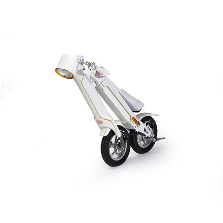 Cruzaa E-Scooter Pro Racing White Electric Scooter Folded